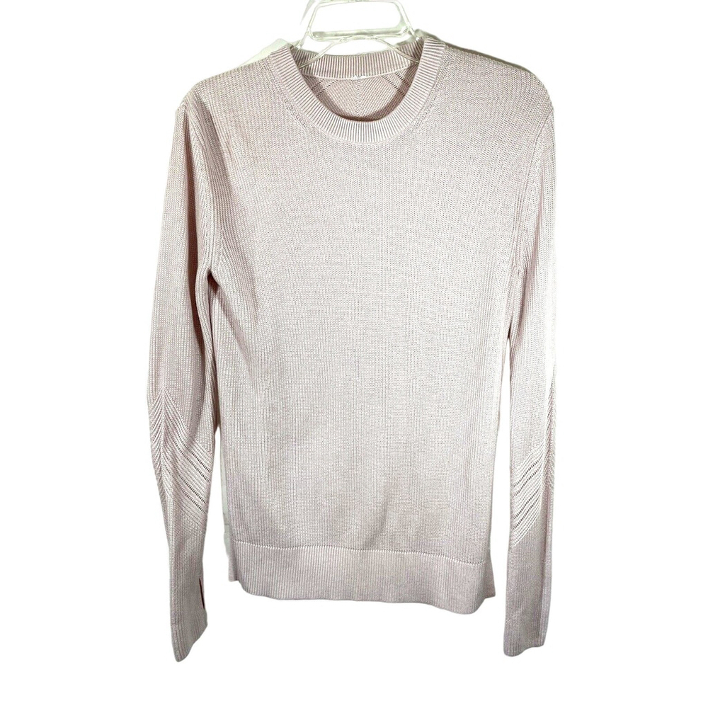 Lululemon Long Sleeve Blush Pink Knit Sweater Thumbholes Sz M